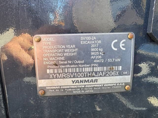 Miniexcavadora Yanmar SV100 -2A, Grävmaskin: foto 19