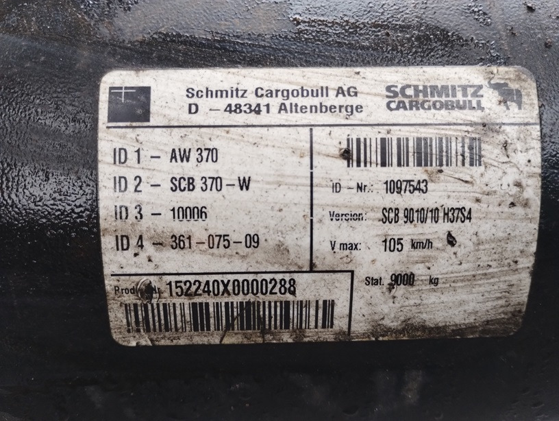 OŚ OSIE SCHMITZ AW 370 W SCB9010/10 CARGOBULL - Suspensión para Remolque: foto 5 OŚ OSIE SCHMITZ AW 370 W SCB9010/10 CARGOBULL - Suspensión para Remolque: foto 5