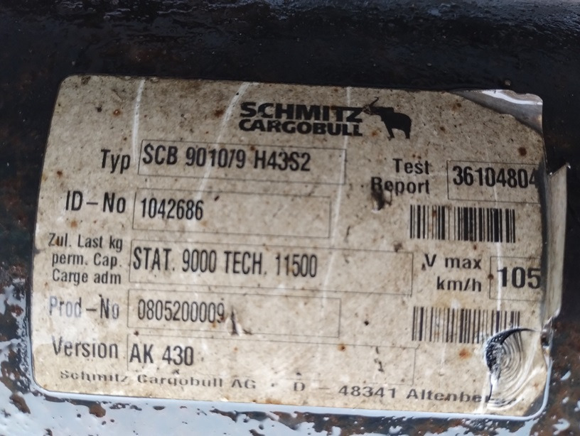 OŚ OSIE SCHMITZ CARGOBULL SCB9010/9 H43S2 AK430 - Suspensión para Remolque: foto 3 OŚ OSIE SCHMITZ CARGOBULL SCB9010/9 H43S2 AK430 - Suspensión para Remolque: foto 3