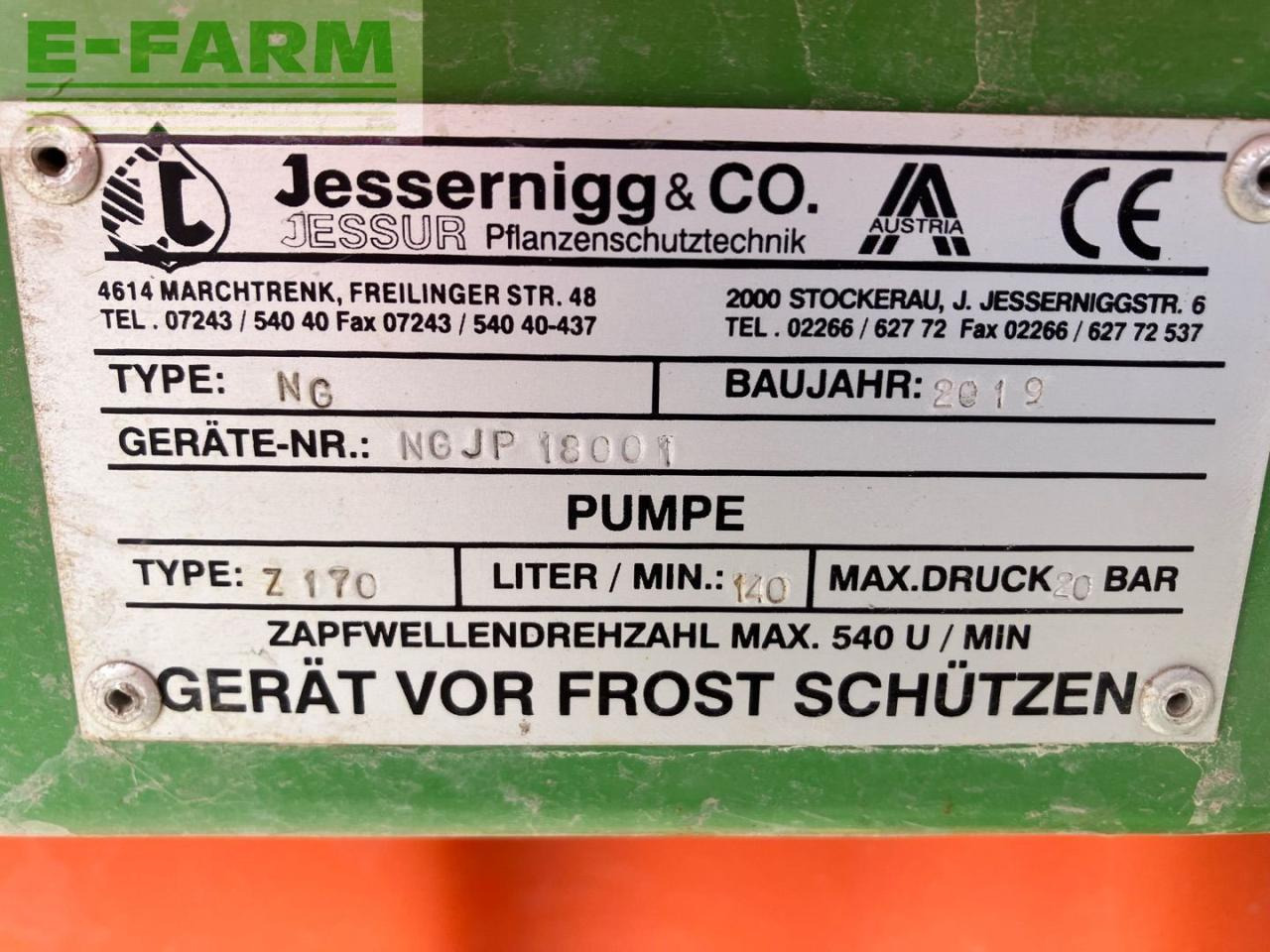 Pulverizador arrastrado Jessernigg NG JP 1400/15: foto 9 Pulverizador arrastrado Jessernigg NG JP 1400/15: foto 9