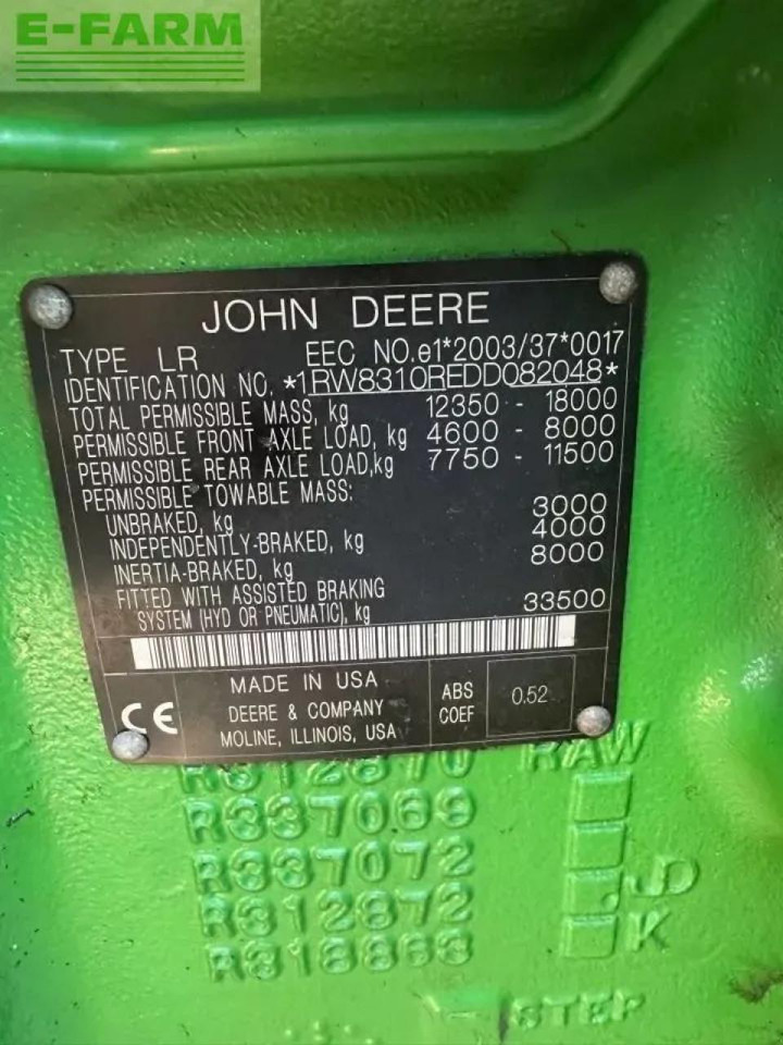 John Deere 8310r - Tractor: foto 4 John Deere 8310r - Tractor: foto 4