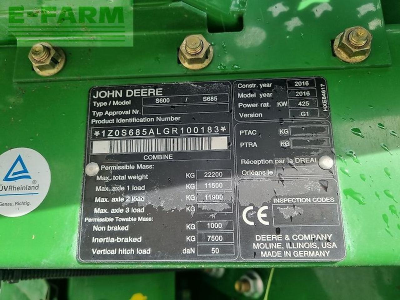 Cosechadora de granos John Deere s685i my16 prod 20: foto 11