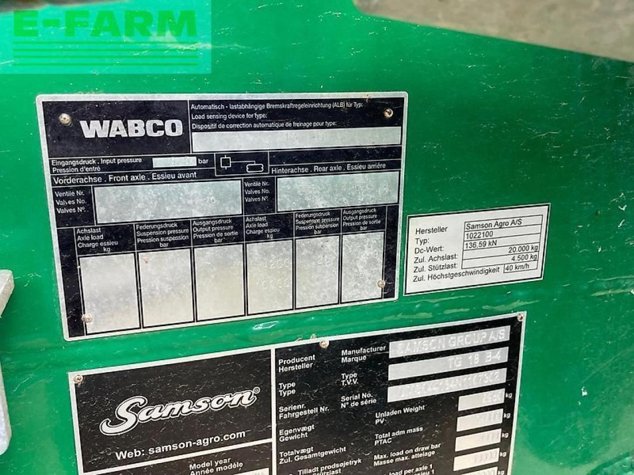 Maquinaria para fertilización Samson tg18.4: foto 10
