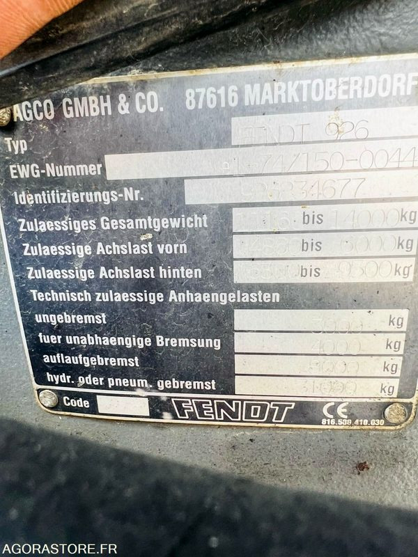 Tracteur Fendt Favorit 926 Vario - 9437 heures - 2003 - Tractor: foto 3 Tracteur Fendt Favorit 926 Vario - 9437 heures - 2003 - Tractor: foto 3