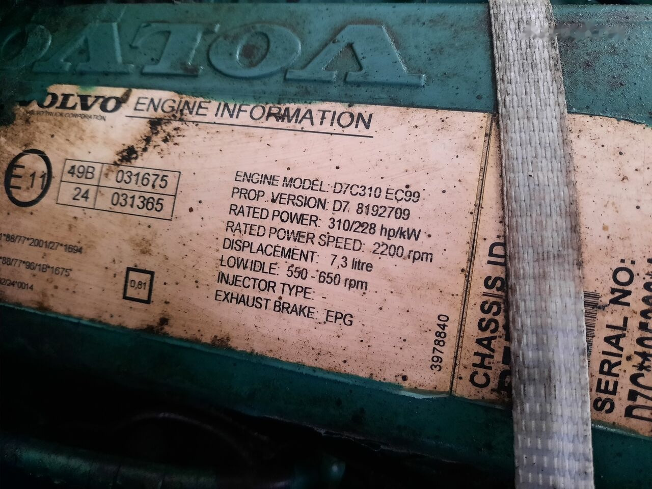 Volvo D7S-310 EC99 - Motor para Autobús: foto 3 Volvo D7S-310 EC99 - Motor para Autobús: foto 3