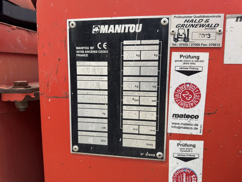 Plataforma articulada Manitou 170 AETJL Knikarmhoogwerker / Arbeitsbuhne 2007 Elektrisch 16.51M Werkhoogte Non Marking: foto 15