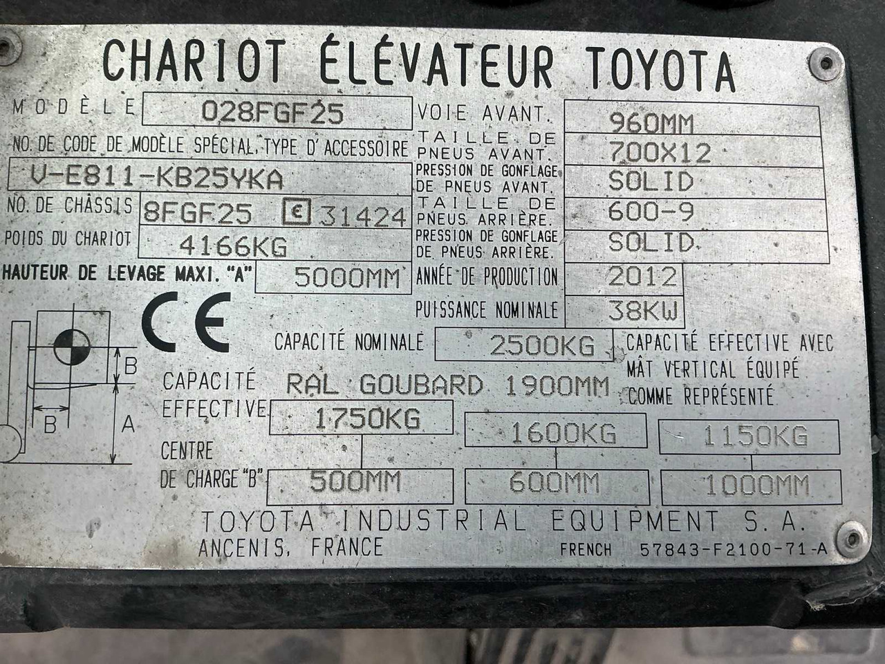 2012 TOYOTA 028FGF25 FORKLIFT - Carretilla elevadora: foto 2 2012 TOYOTA 028FGF25 FORKLIFT - Carretilla elevadora: foto 2