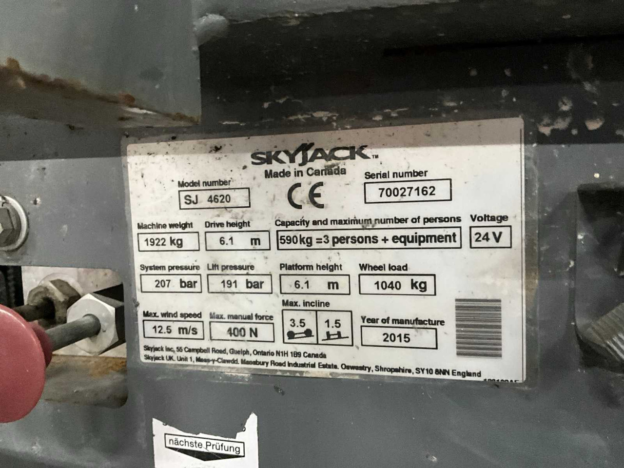 Plataforma elevadora 2015 SKYJACK SJ 4620 AERIAL PLATFORM: foto 9