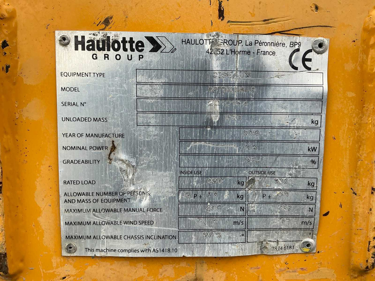 2016 HAULOTTE OPTIMUM 8AC AERIAL WORK PLATFORM - Plataforma elevadora: foto 2 2016 HAULOTTE OPTIMUM 8AC AERIAL WORK PLATFORM - Plataforma elevadora: foto 2