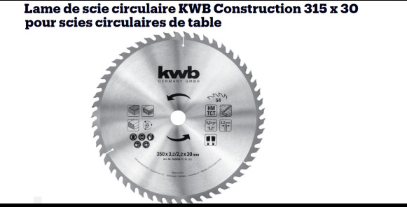 Lame de scie Widia pour bois KWB - Equipo de construcción: foto 2 Lame de scie Widia pour bois KWB - Equipo de construcción: foto 2