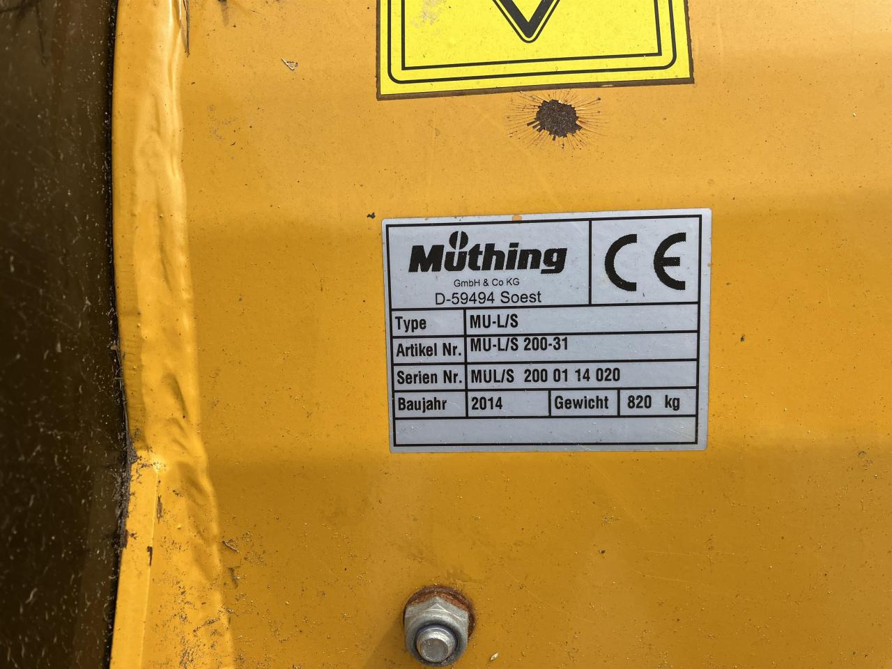 Müthing MU-L/S 200-31 - Desbrozadora de martillos: foto 4 Müthing MU-L/S 200-31 - Desbrozadora de martillos: foto 4