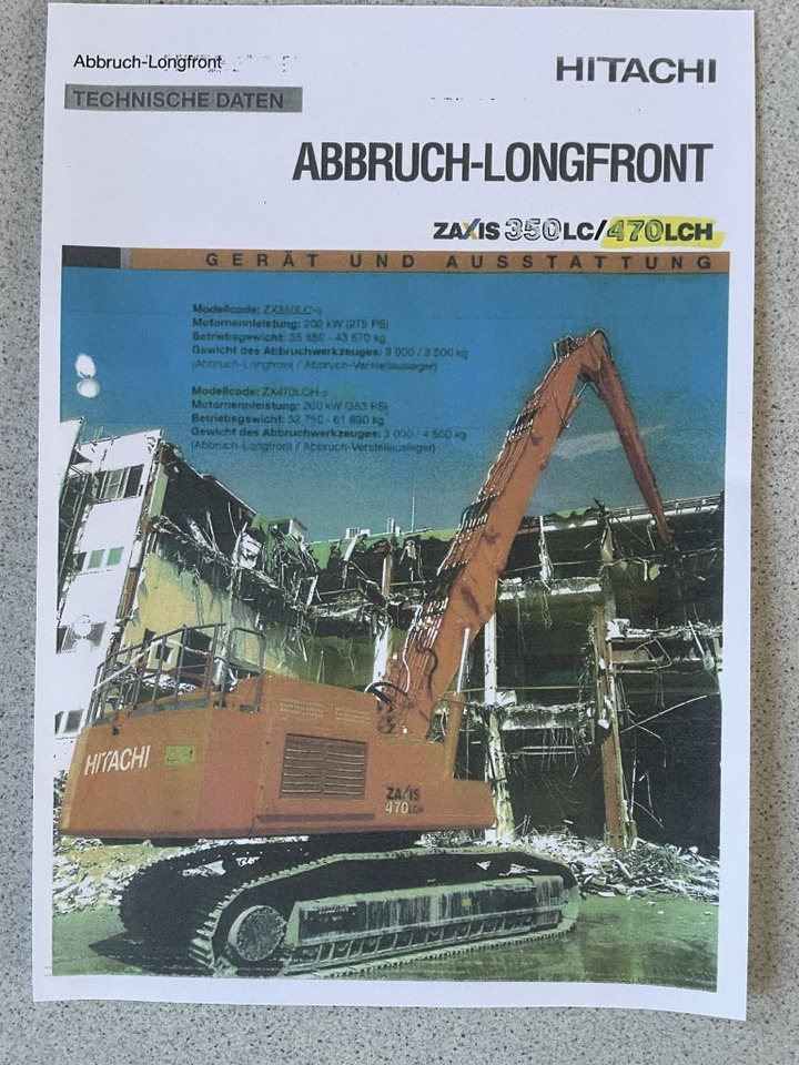 HITACHI ZX 470 LCD - 3, Abbruch-Longfront, Monoausleger, Vollausstattung - Excavadora: foto 1 HITACHI ZX 470 LCD - 3, Abbruch-Longfront, Monoausleger, Vollausstattung - Excavadora: foto 1