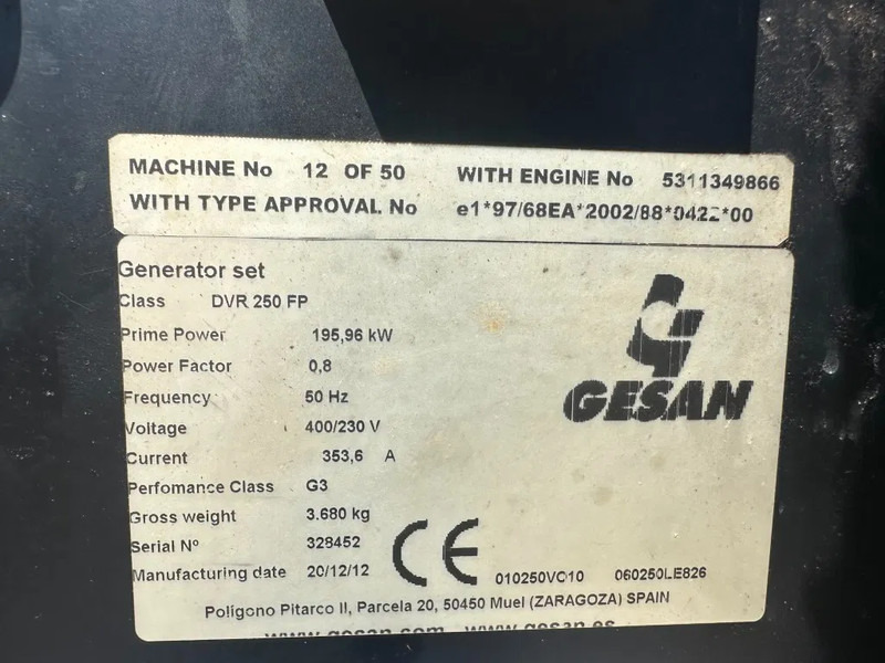 Generador industriale GESAN DVR 250 Volvo Leroy Somer 275 kVA Silent Rental generatorset: foto 5 Generador industriale GESAN DVR 250 Volvo Leroy Somer 275 kVA Silent Rental generatorset: foto 5