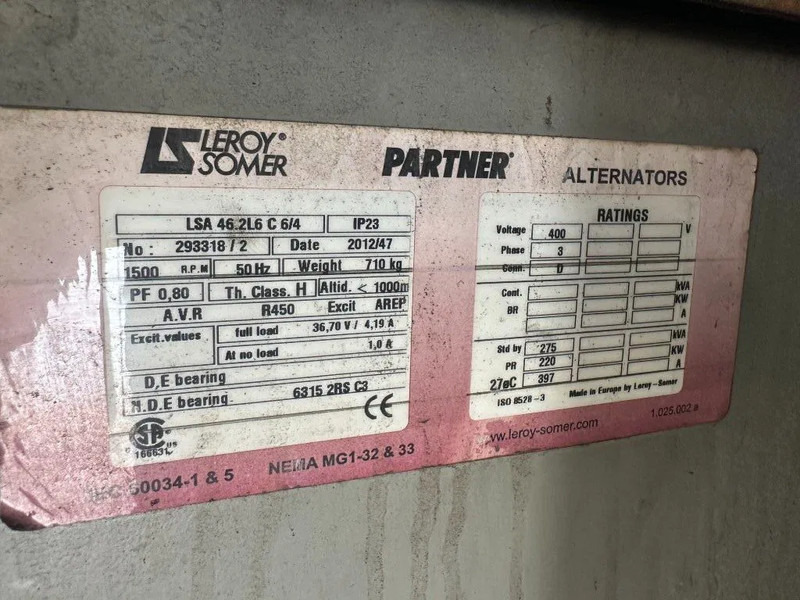 Generador industriale GESAN DVR 250 Volvo Leroy Somer 275 kVA Silent Rental generatorset: foto 14 Generador industriale GESAN DVR 250 Volvo Leroy Somer 275 kVA Silent Rental generatorset: foto 14