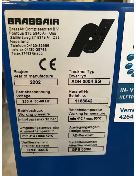 Grassair ADH0004SG 10 Bar Absorptiedroger - Compresor de aire: foto 3 Grassair ADH0004SG 10 Bar Absorptiedroger - Compresor de aire: foto 3