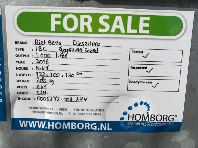 Tanque de almacenamiento IBC Rietberg 1000 liter IBC Dieseltank Gegalvaniseerd: foto 16