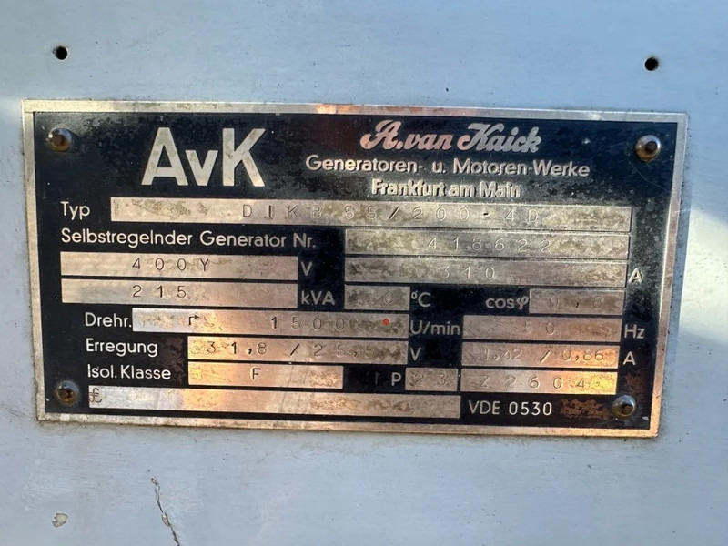 Generador industriale MAN D 2858 MT AvK 250 kVA Noodstroom generatorset ex Emergency: foto 13 Generador industriale MAN D 2858 MT AvK 250 kVA Noodstroom generatorset ex Emergency: foto 13