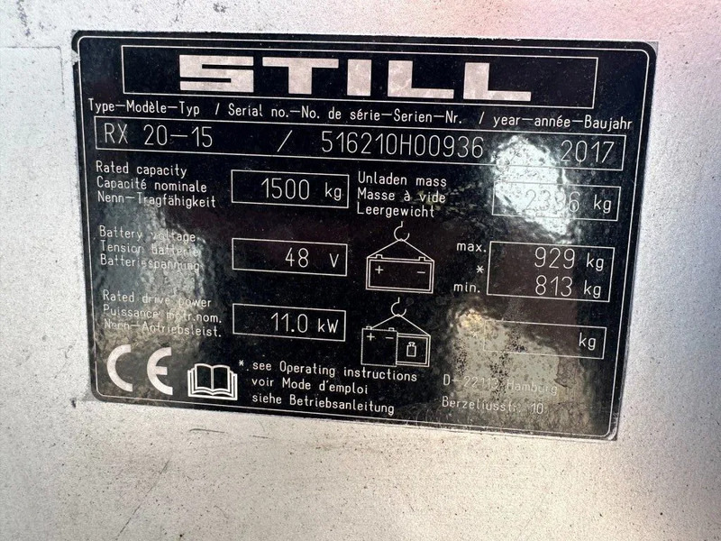 Still RX20-15 1.5 ton Triplex Freelift Sideshift Elekta Heftruck - Carretilla elevadora eléctrica: foto 4 Still RX20-15 1.5 ton Triplex Freelift Sideshift Elekta Heftruck - Carretilla elevadora eléctrica: foto 4