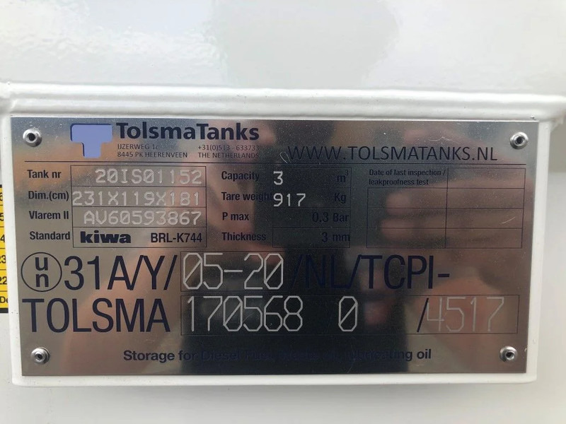 Tolsma Kiwa IBC 3000 liter dieseltank nieuw ! - Tanque de almacenamiento: foto 3 Tolsma Kiwa IBC 3000 liter dieseltank nieuw ! - Tanque de almacenamiento: foto 3