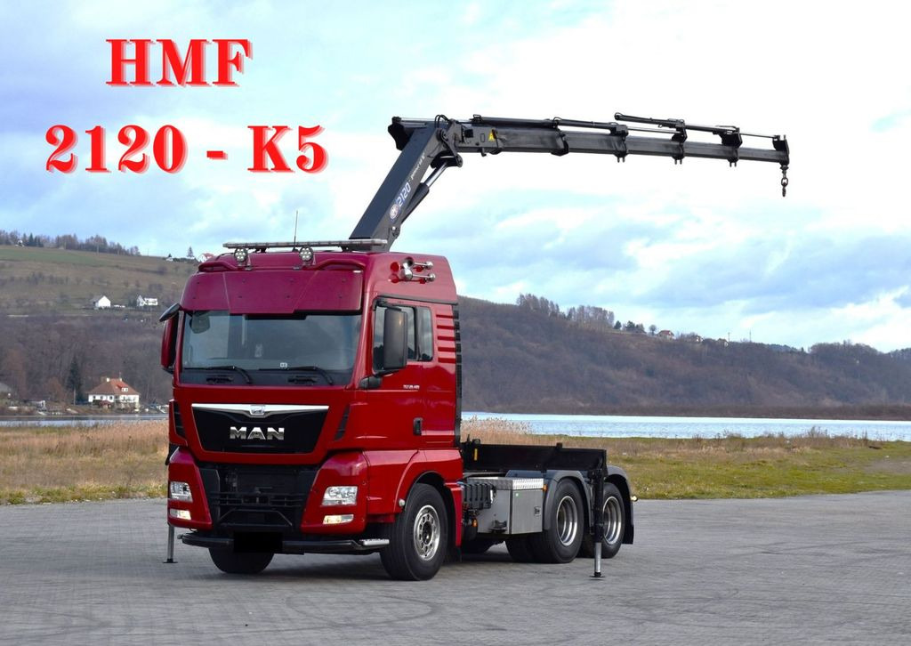 MAN TGX 28.480 Sattelzugmaschine + HMF 2120 K5/FUNK MAN TGX 28.480 Sattelzugmaschine + HMF 2120 K5/FUNK - Camión grúa: foto 1 MAN TGX 28.480 Sattelzugmaschine + HMF 2120 K5/FUNK MAN TGX 28.480 Sattelzugmaschine + HMF 2120 K5/FUNK - Camión grúa: foto 1