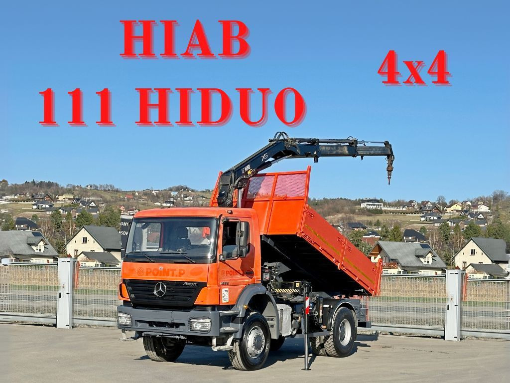 Mercedes-Benz AXOR 1829 * HIAB 1111 HIDUO + FUNK * TOP * 4x4 - Camión grúa: foto 1 Mercedes-Benz AXOR 1829 * HIAB 1111 HIDUO + FUNK * TOP * 4x4 - Camión grúa: foto 1
