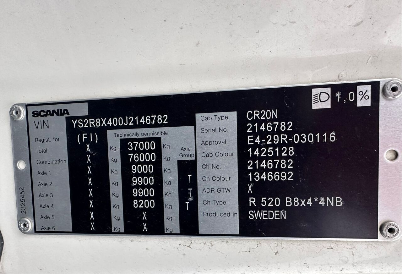 Camión chasis Scania R520 8x4 ADR: foto 13 Camión chasis Scania R520 8x4 ADR: foto 13