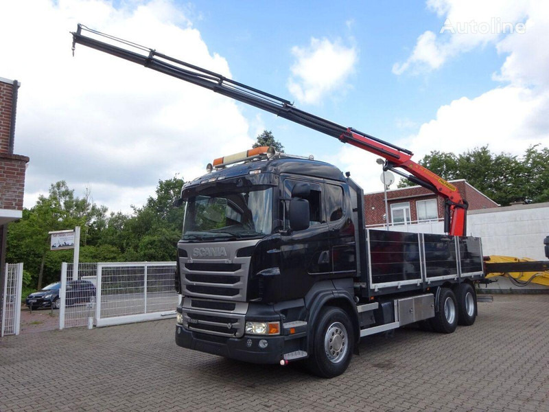 Scania R620 V8 6x2 Flatbed + Palfinger Crane PK 22002 EH - Camión caja abierta, Camión grúa: foto 1 Scania R620 V8 6x2 Flatbed + Palfinger Crane PK 22002 EH - Camión caja abierta, Camión grúa: foto 1