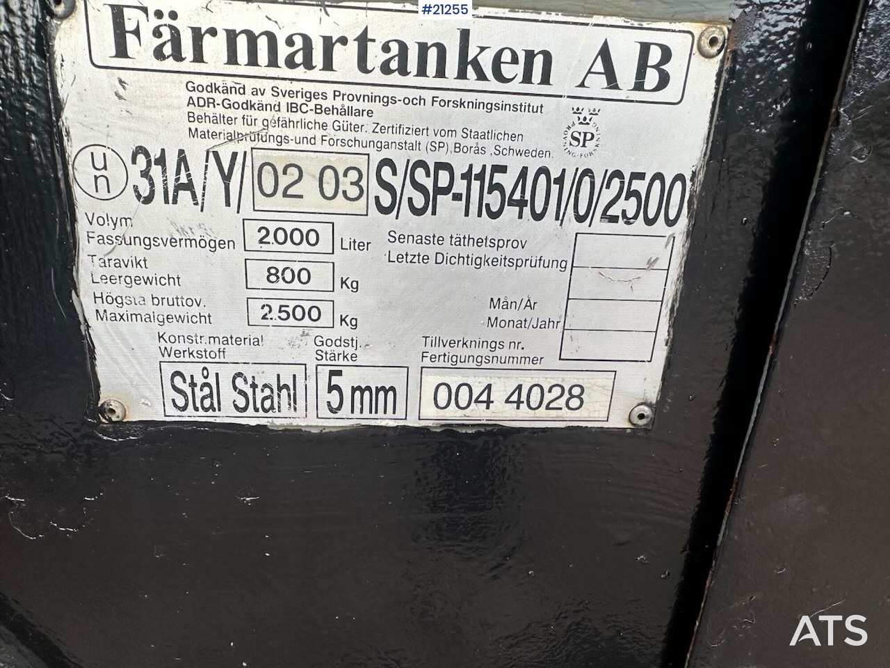 Dieseltanker på 2000L - Tanque de almacenamiento: foto 5 Dieseltanker på 2000L - Tanque de almacenamiento: foto 5