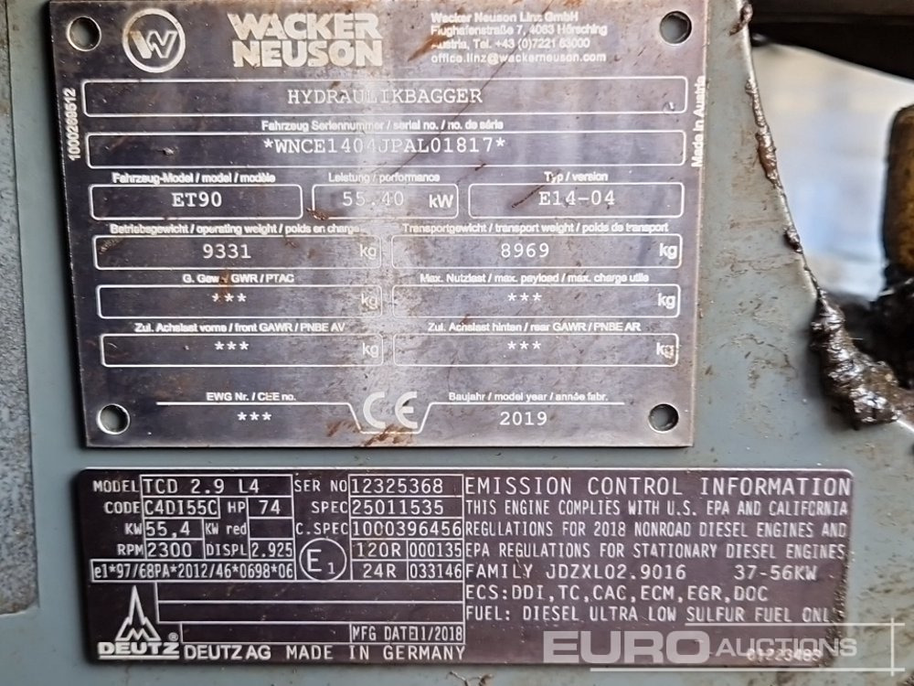 Miniexcavadora 2019 Wacker Neuson ET90: foto 41