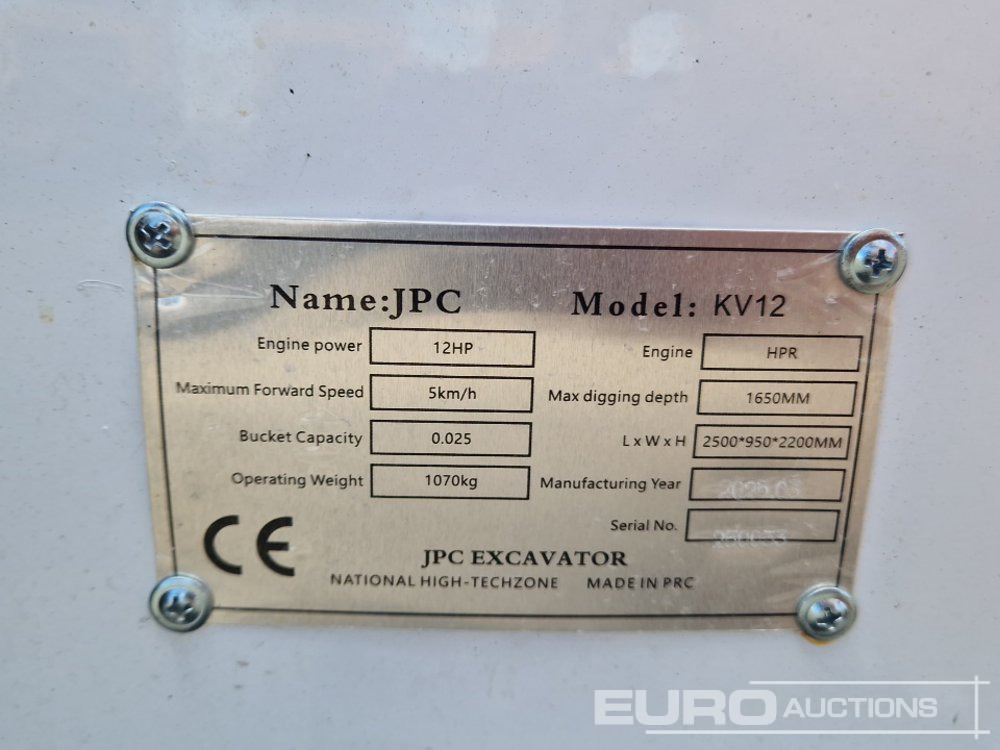 Miniexcavadora Unused 2025 JPC KV 12: foto 45
