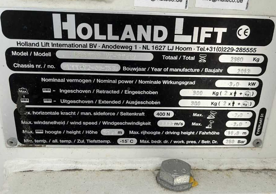 Holland-Lift ECOSTAR HL-11812 - Plataforma de tijeras: foto 4 Holland-Lift ECOSTAR HL-11812 - Plataforma de tijeras: foto 4