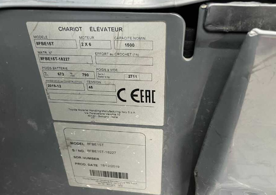 Toyota 8FBE15T - Carretilla elevadora eléctrica: foto 4 Toyota 8FBE15T - Carretilla elevadora eléctrica: foto 4