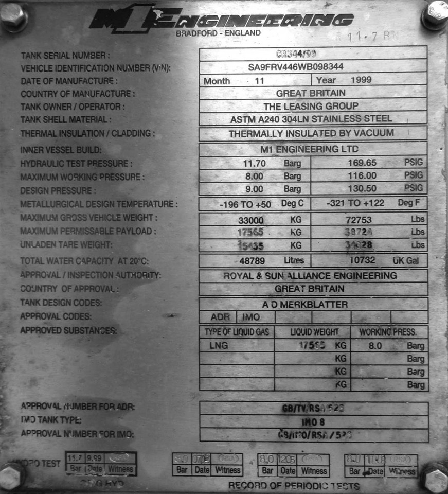 Semirremolque cisterna M1 Engineering LNG Methan Methane Gas Cryogenic: foto 8
