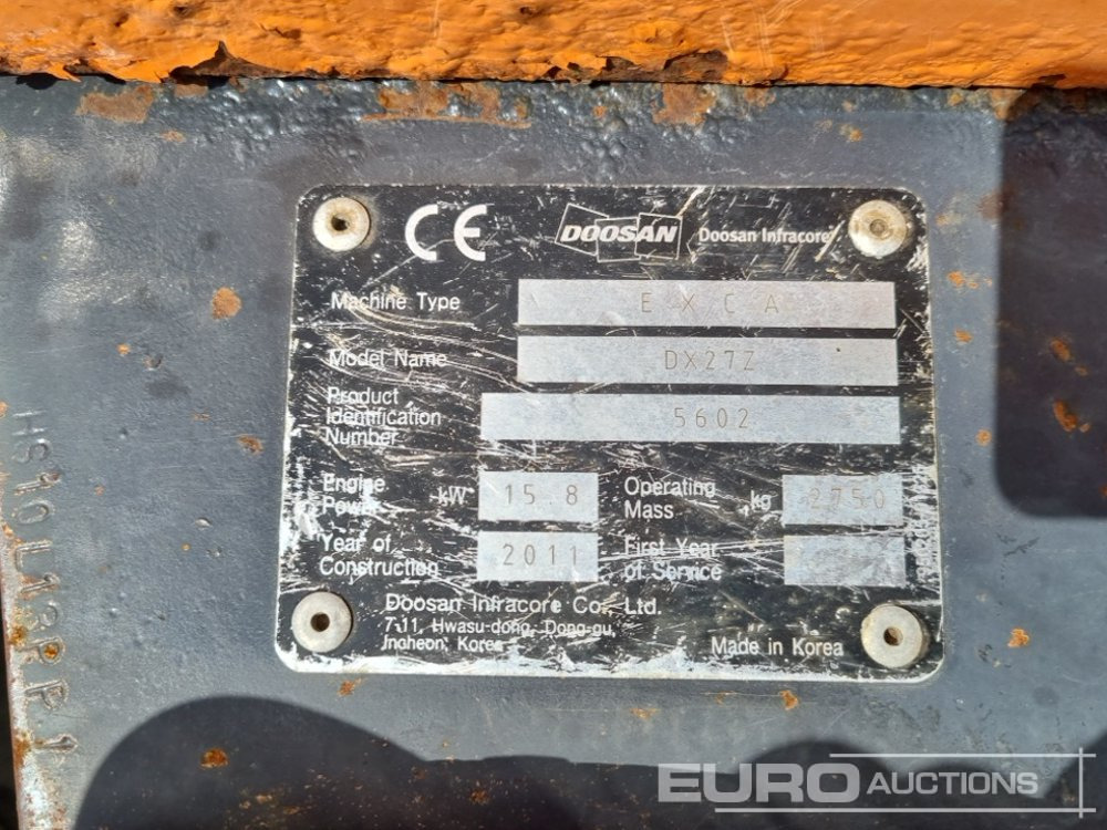 Miniexcavadora 2011 Doosan DX27Z: foto 47