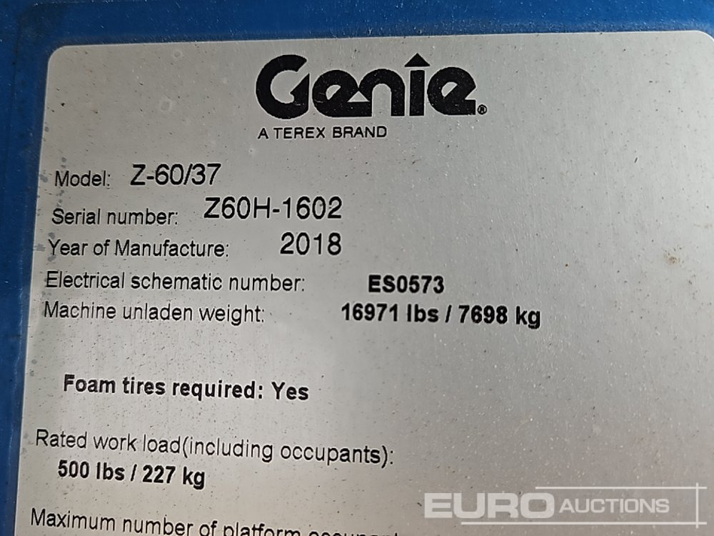 Plataforma elevadora 2018 Genie Z60/37: foto 43