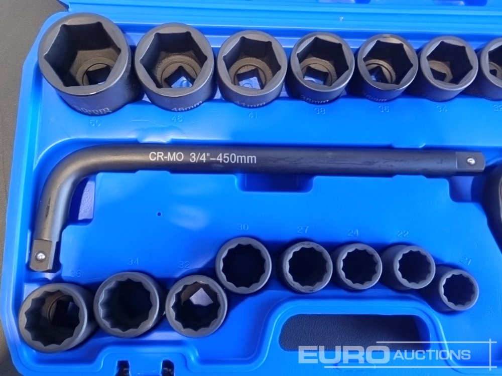 Equipo de taller Unused 2025 Boss 3/4" 30pc Heavy Duty Pneumatic Socket Set, 4" Connecting Rod, 8" Connecting Rod, Ratchet Wrench,  20" Sliding Rod, 18" Bending Rod Universal Coupling, Adapter1-3/4": foto 9