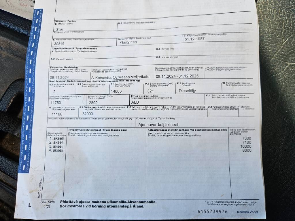 Camión forestal Sisu SM300 8X2: foto 17 Camión forestal Sisu SM300 8X2: foto 17