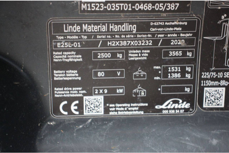 Carretilla elevadora eléctrica Linde E25L-01: foto 19
