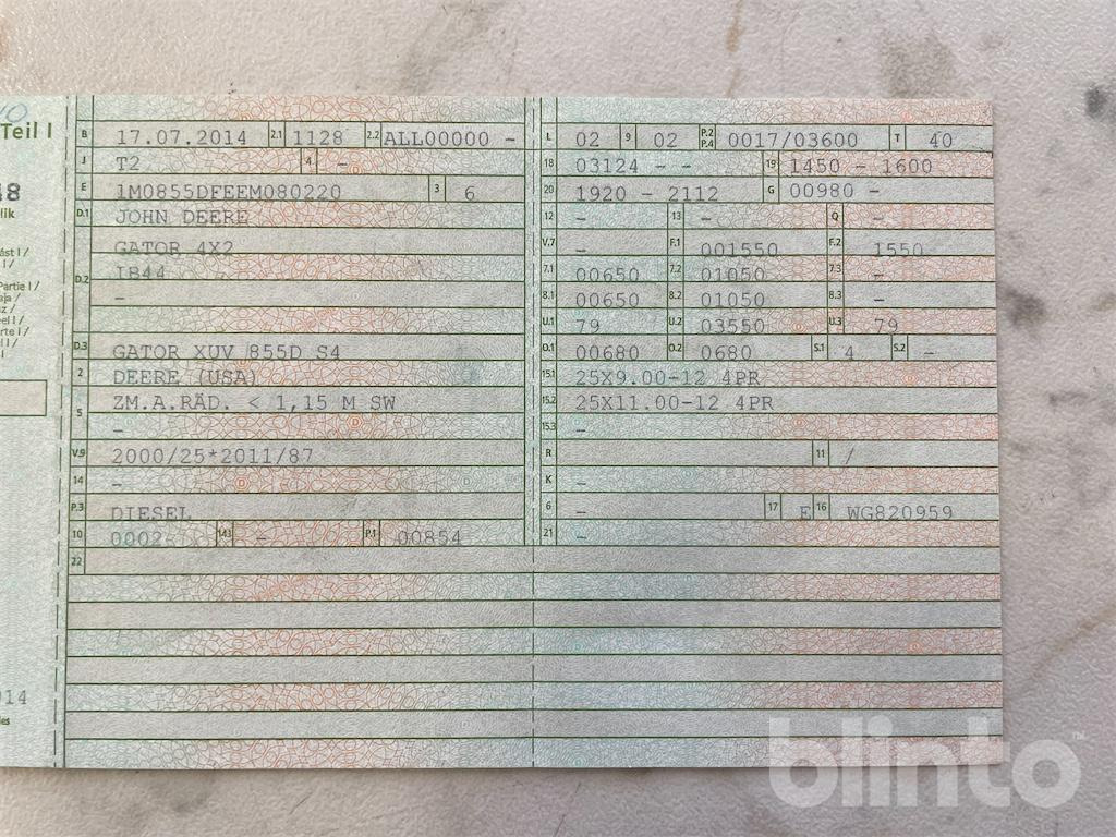 Cuadrimoto John Deere Gator XUV 855D 4x2 (2014): foto 7 Cuadrimoto John Deere Gator XUV 855D 4x2 (2014): foto 7