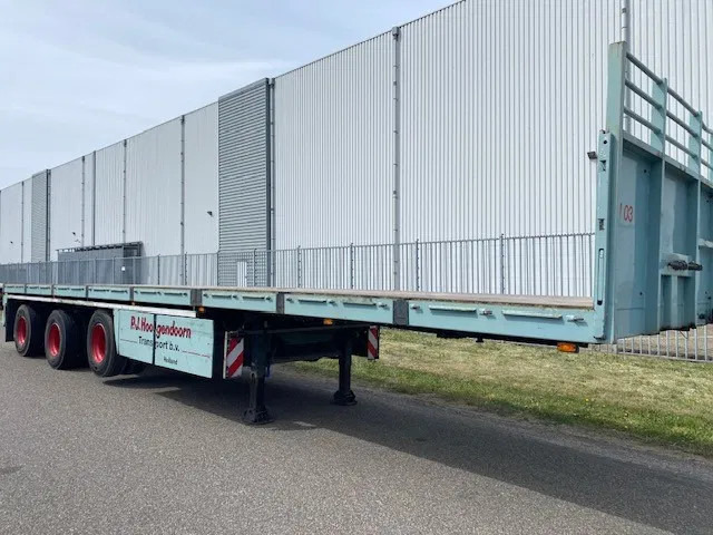 Floor open oplegger ,stuurassen, uitschuifbaar 20 mtr met stalen bodem/frame. kranenprofiel. - Semirremolque plataforma/ Caja abierta: foto 1 Floor open oplegger ,stuurassen, uitschuifbaar 20 mtr met stalen bodem/frame. kranenprofiel. - Semirremolque plataforma/ Caja abierta: foto 1